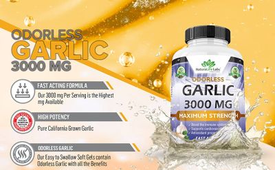 AIL - GARLIC PUR SANS ODEUR|3000 mg aide au contrôle du taux de cholestérol et renforce le système immunitaire 150 gelules 