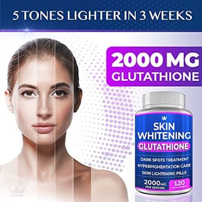 Glutathione Skin Whitening 2000 mg| Traitement des taches brunes hyperpigmentation soins peau éclaircissant| 120 gélules