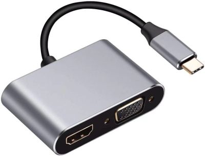 Adaptateur USB C vers HDMI VGA 4 en 1 | avec port de livraison de charge 4K HDMI, VGA, USB 3.0 et USB C