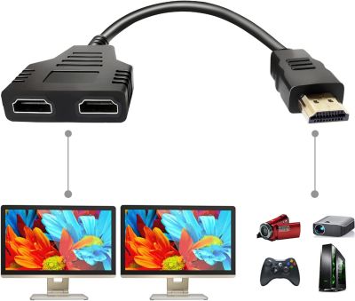 BOITIER SWITCH - HDMI/ 1 entrée 2 sortie | Câble adaptateur répartiteur | 2 sorties HDMI mâle vers double HDMI femelle 1 à 2 voies pour HDMI HD, LED, LCD, TV