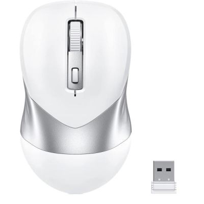 Souris Sans-fil USB pour Ordinateur Portable avec Mode Jiggle | Blanc et Argent