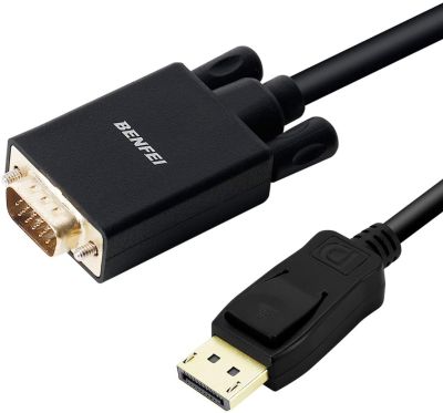 Câble DisplayPort vers VGA, BENFEI Adaptateur mâle vers mâle, plaqué Or, pour Lenovo, Dell, HP, ASUS et Autres Marques, 1,8 m
