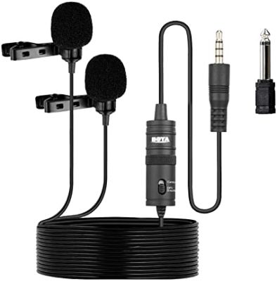 Boya Universal M1DM Double Microphone Lavalier avec Un Seul connecteur stéréo 1/8 pour Smartphone DSLR Caméscopes Caméscopes