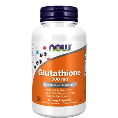 Glutathion 500 mg | NOW Supplements | Avec extrait de chardon-marie et acide alpha-lipoïque,60 gélules 