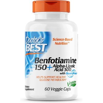 Doctor's Best - Benfotiamine + Acide Alpha Lipoïque favorise une glycémie saine 150 mg / 300 mg - 60 Capsules 