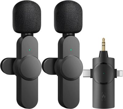 MICRO CRAVATE | Double microphone sans fil pour iPhone, Android, appareil photo, cravate sans fil 2,4 G avec puce de réduction du bruit intégrée 7 heures de temps de travail pour créateur à deux personnes