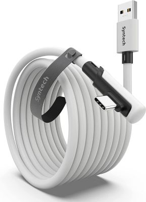 Câble de liaison Syntech 5 mètres compatible avec les accessoires Meta/Oculus Quest 2 et PC/Steam VR, transfert de données PC haute vitesse, câble USB 3.0 vers USB C pour casque VR