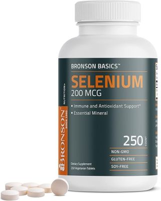 Bronson|Sélénium 200 MCG |Soutien immunitaire et antioxydant Minéral essentiel, 250 comprimés