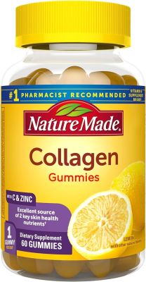 Nature Made|Bonbons au collagène avec vitamine C, zinc et biotine|supplément de peptides de collagène hydrolysés pour une peau saine, 60 bonbons