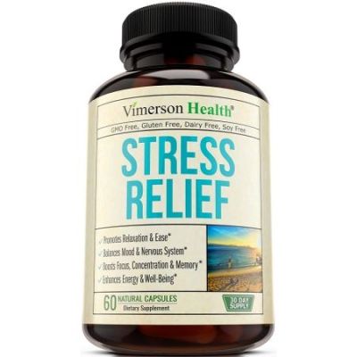 STRESS RELIEF | ANTI-STRESS et amélioration de l'humeur anti-stress. Soulagement de l'anxiété occasionnelle, avec biotine, 5-HTP, valériane, lutéine, vitamine B1 B2 B5 B6, L-théanine, millepertuis, ashwagandha, camomille. Niacine, GABA