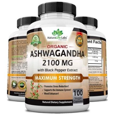 ASHWAGANDHA biologique 2100 mg - 100 capsules Poudre d'Ashwagandha biologique pure et extrait de racine - Soulagement naturel de l'anxiété, améliorateur d'humeur, soutien immunitaire et thyroïdien, anti-anxiété