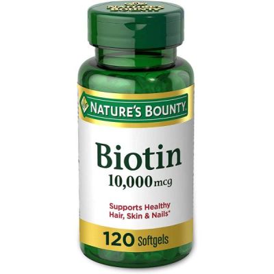 Biotin by Nature's Bounty | Énergie, cheveux, une peau et des ongles sains, 10000 mcg, 120 gélules à libération rapide
