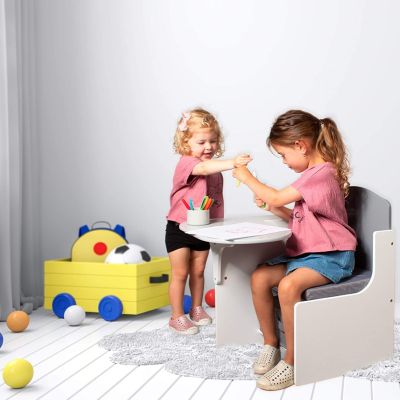 MOBILIER ENFANT | CHAISE DE BUREAU ENFANT | TABLE ENFANT | Billard avec bac de rangement pour enfants, meubles de jeu d'activités pour enfants avec des couleurs grises modernes