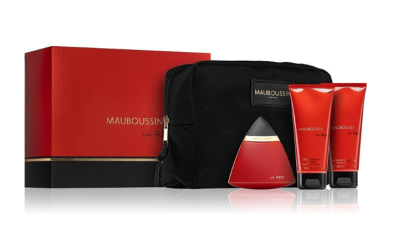 COFFRET MAUBOUSIN | IN RED - (Un parfum in Red 100ml  – Un gel douche corps et cheveux 100ml  – Un baume après-rasage 50ml )