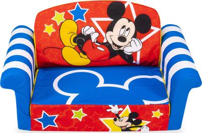 Canapé enfant 2 en 1 Flip Open en mousse compressée pour enfants, Mickey Mouse de Disney | 18mois et plus