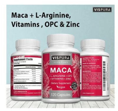 Gélules de racine de Maca 5000 mg + L-Arginine, Vitamines B6 + B12, OPC et Zinc 120 Tablets