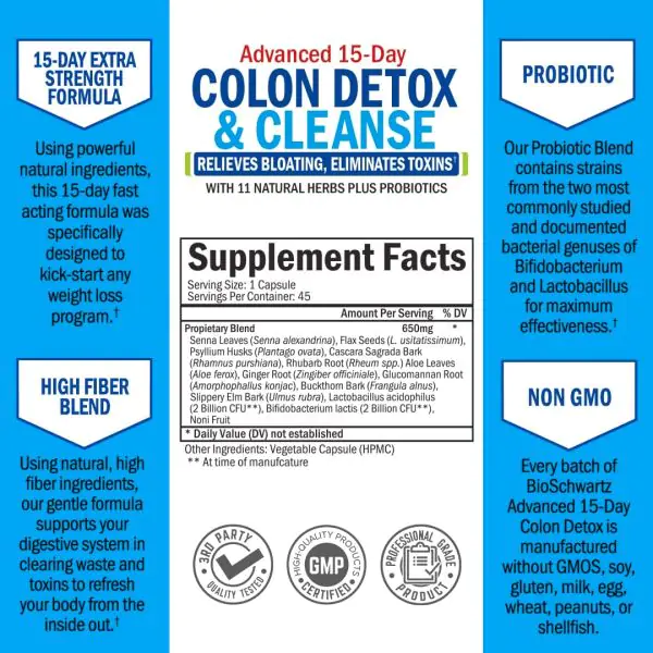 Détoxifiant Du Côlon Edmark - Aide à La Perte De Poids, Contre La Constipation - Cure 3 Mois