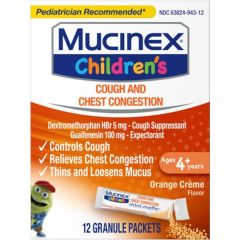 Mucinex Children's Mini-Melts Toux et Congestion Thoracique Arôme Orange Crème - 12 Sachets - Dès 4 Ans